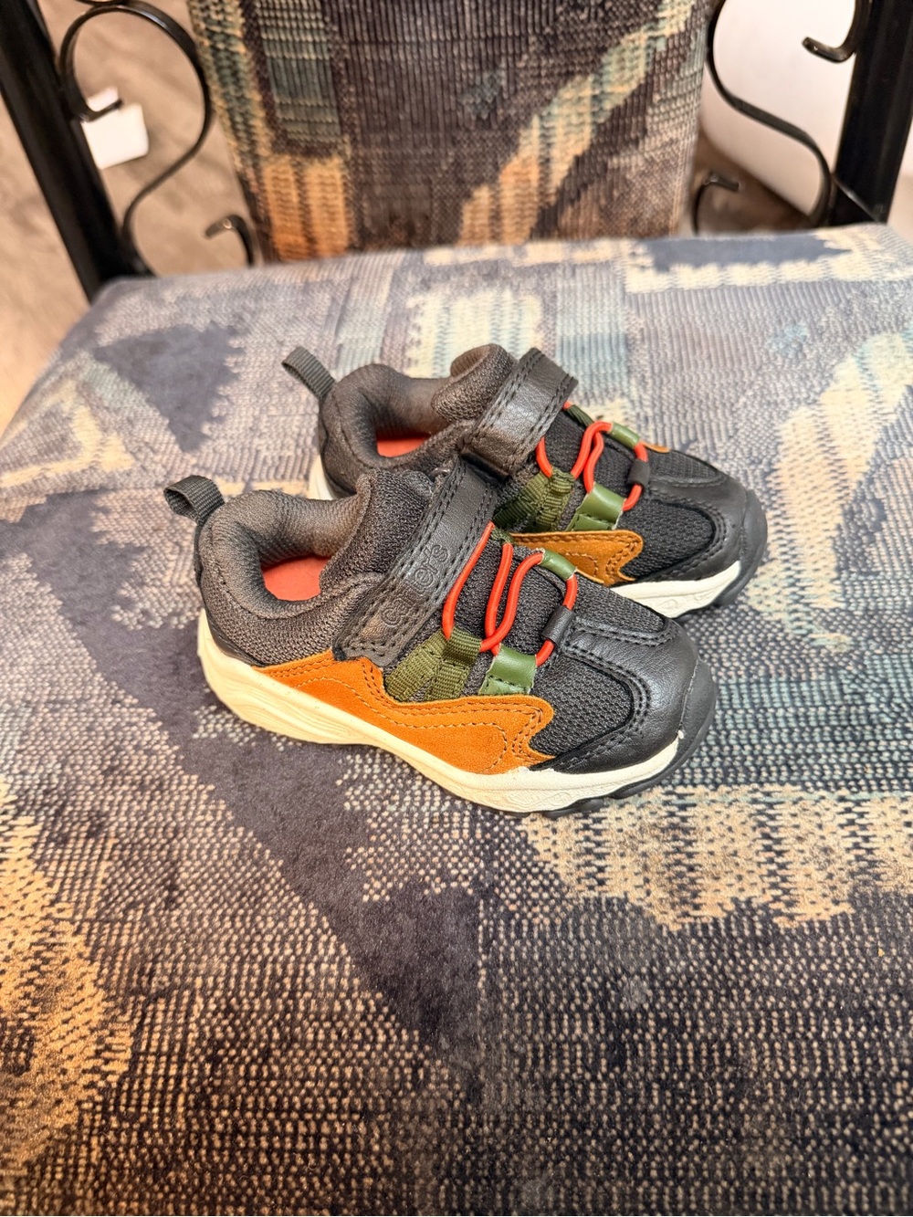 Carter's Black Sneakers with Orange and Green Details